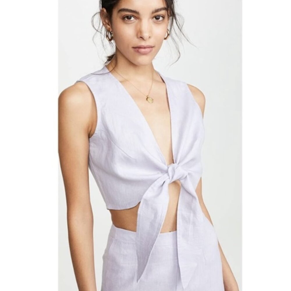 Faithfull the Brand Lavender Tie-Front Crop Top